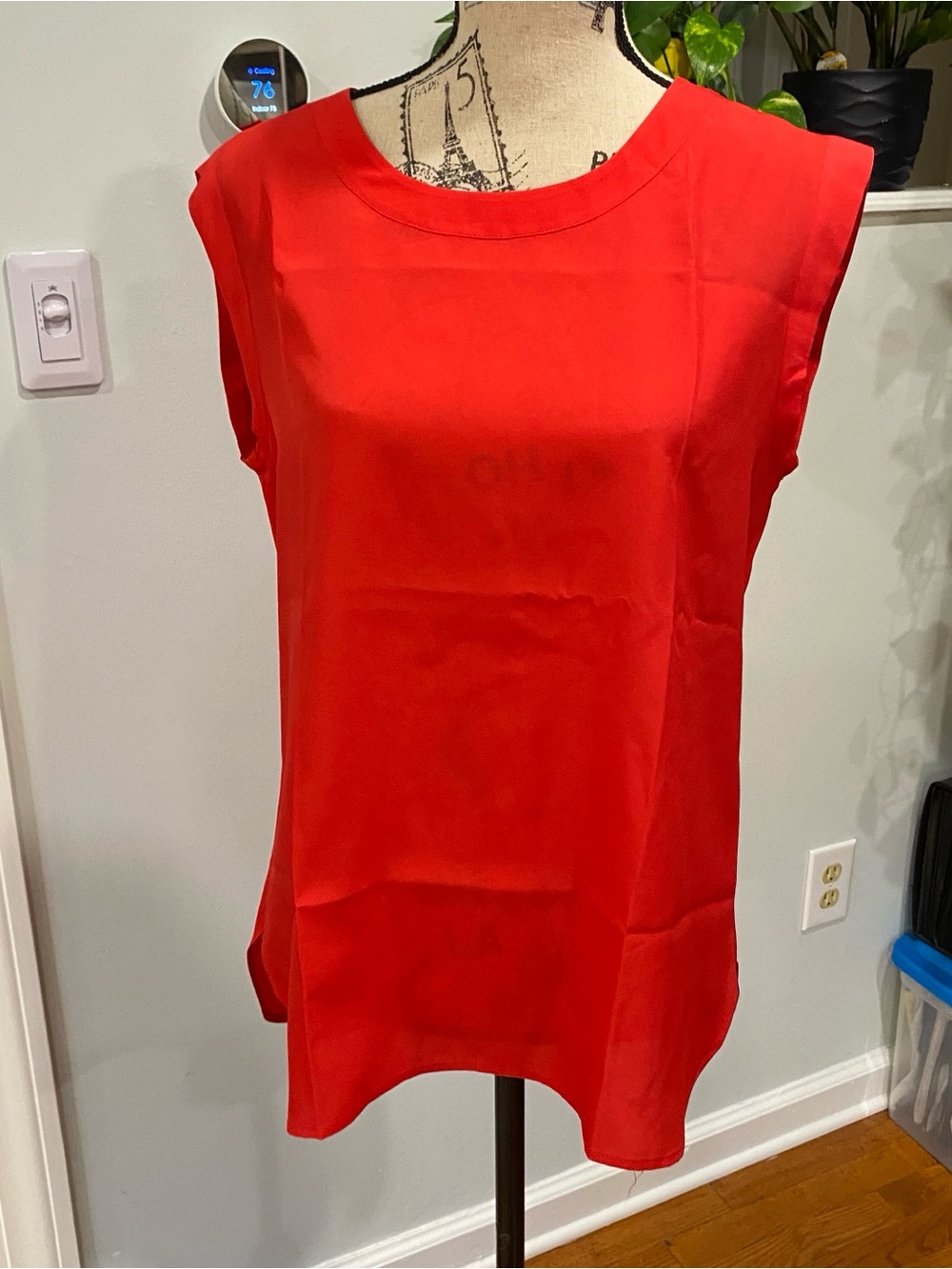 J. Crew Vibrant Orange Red  Shell Top blouse layer preppy colorful lightweight